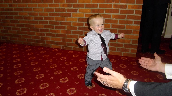 'Watch out, Dad, here I come...'