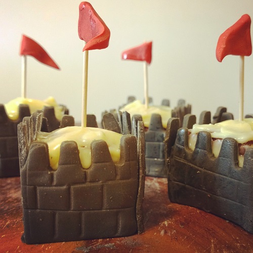 Chocolate brownie sandwich castles
