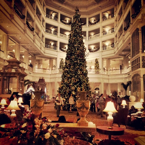 The Grand Floridian Resort & Spa decorated for Christmas