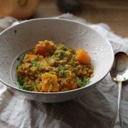 Butternut squash and red lentil curry