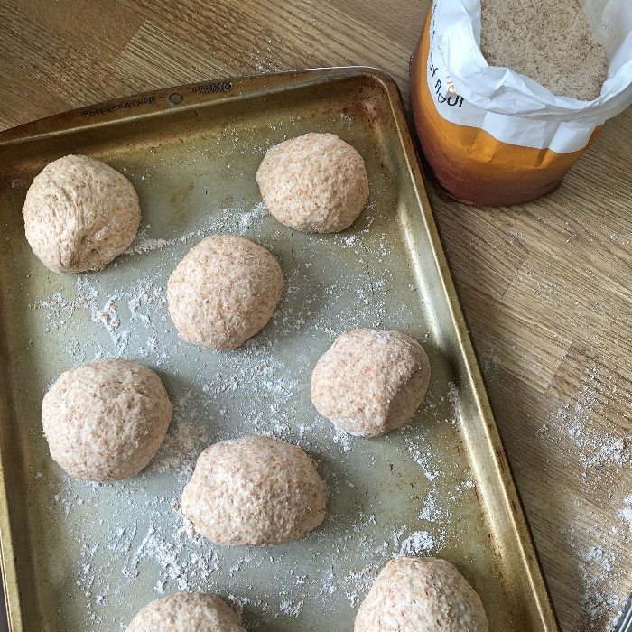 Soft wholemeal rolls - shaping after first prove