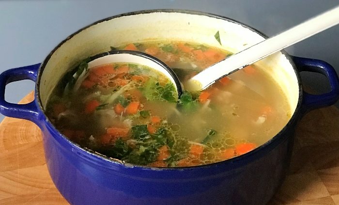 Slow cooked chicken leg soup