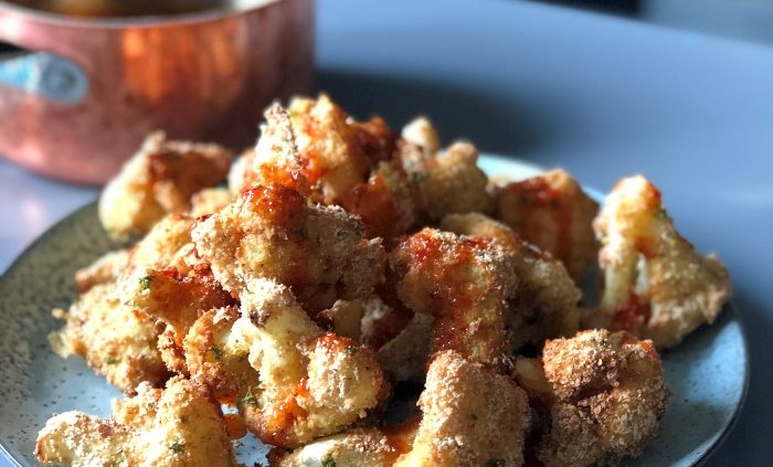 Breaded baked barbecue cauliflower