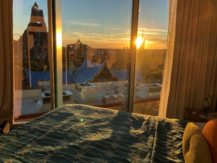 The view over Volcano Bay from the two bedroom suite at Bayside Tower