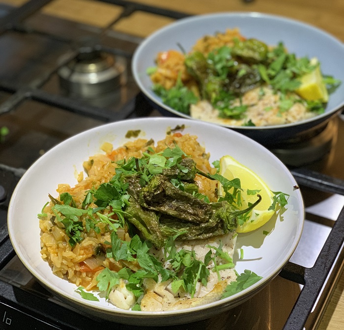 Mindful Chef Spanish style rice with haddock and peppers